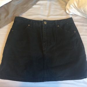 Black mini denim skirt